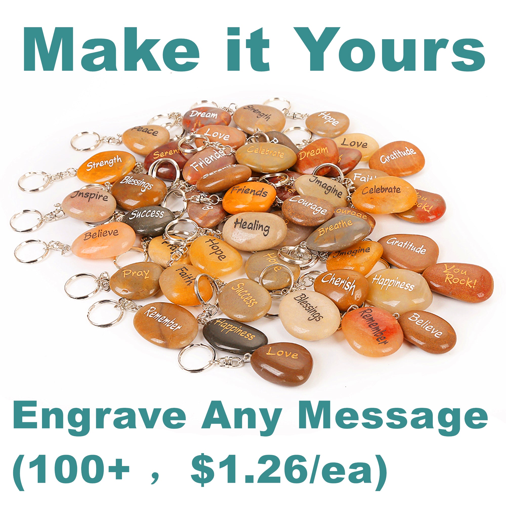 (Quantity 100+，$1.26/ea) Customized Engrave Personalized Assorted Bulk Keychains