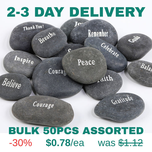 Inspirational Black Stones - Assorted - Frontier Wholesale Outlet