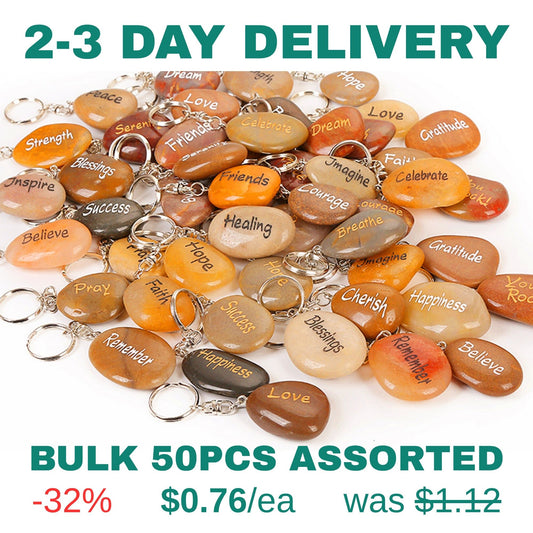 Inspirational Stone Key Chains - Assorted - Frontier Wholesale Outlet