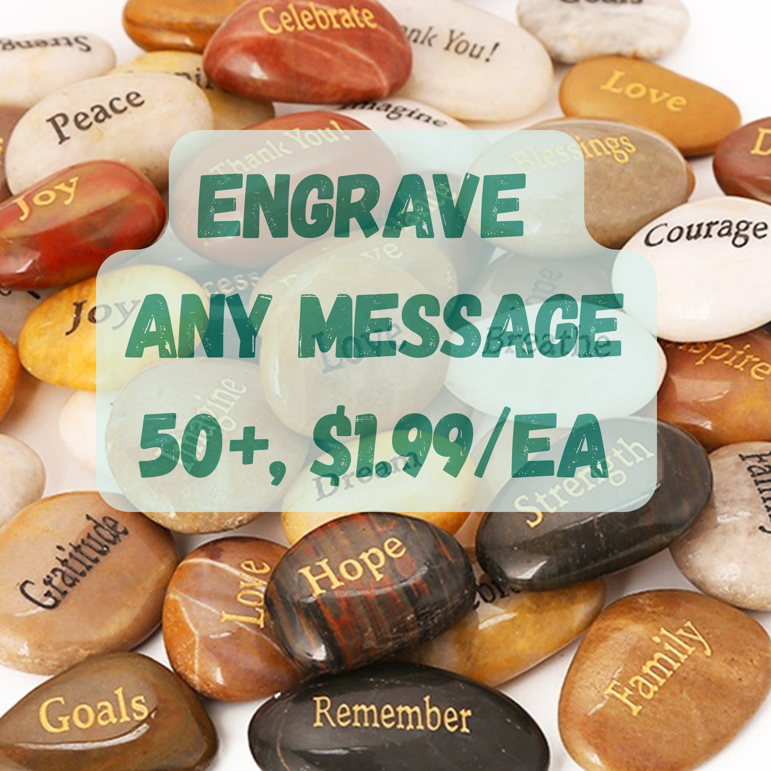 (Quantity 50+，$1.99/ea) Customized Engrave Personalized Assorted Bulk Stones - Frontier Wholesale Outlet