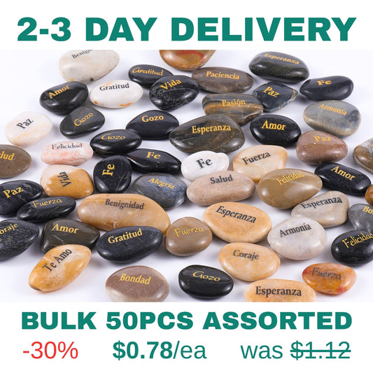 Spanish Engraved Inspirational Stones - Assorted - Frontier Wholesale Outlet