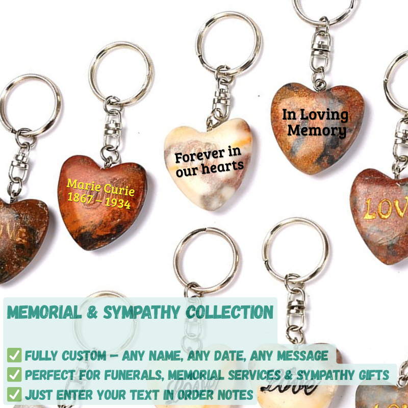 Custom Engraved Colorful Inspirational Marble Heart Keychains ...