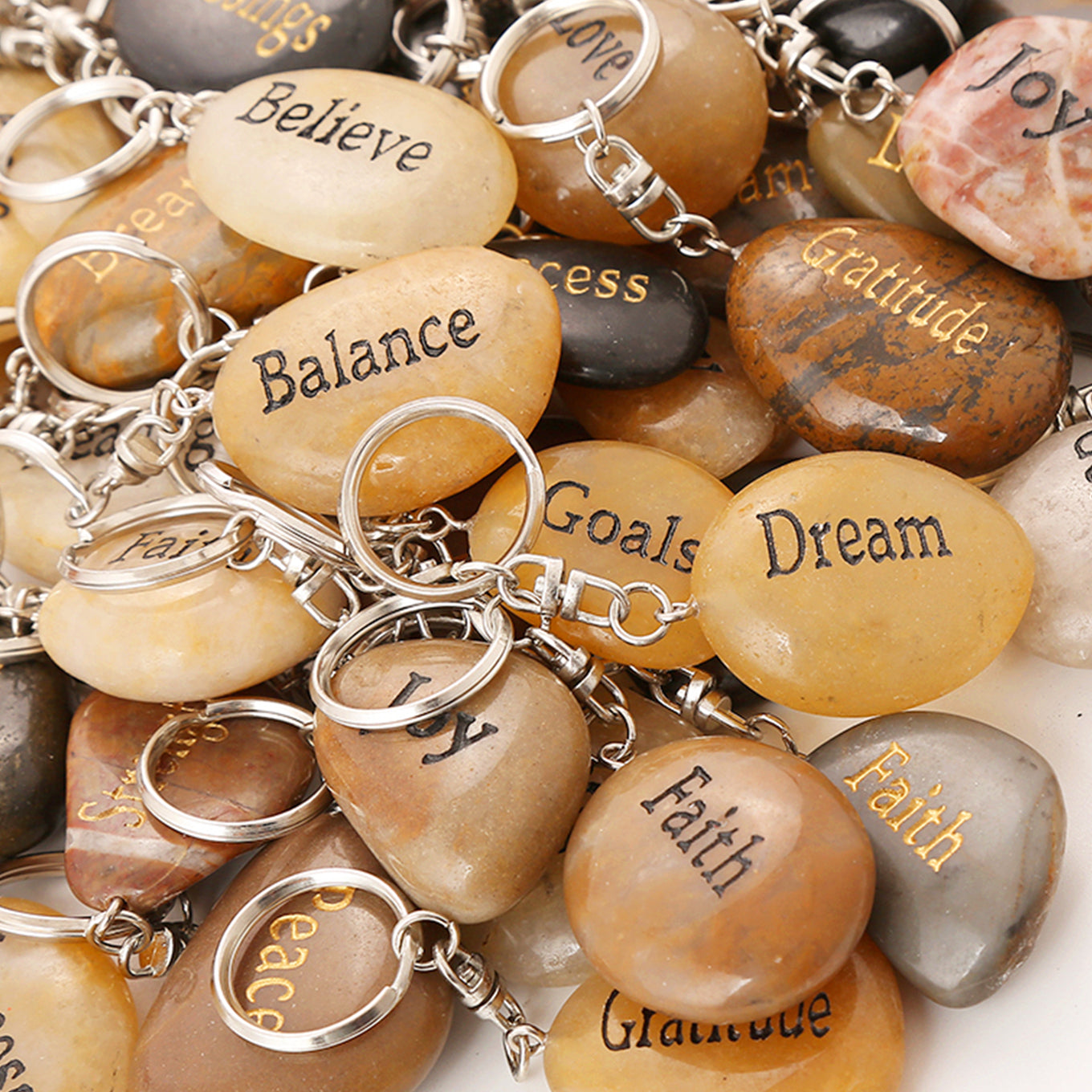 Inspirational Stone Key Chains - Assorted